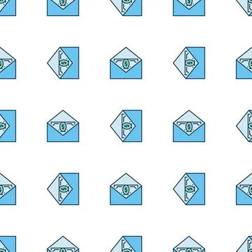 Envelope and Money vector Corruption colored seamless pattern Illustrazione stock