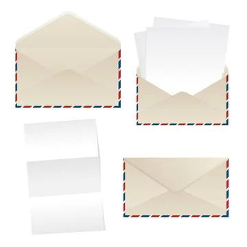 Envelope and paper sheets Collection of envelopes and empty paper sheets o... Stock Photos