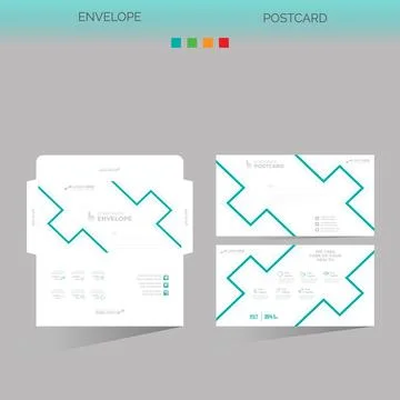 Envelope and postcard for any best use Stock Illustration