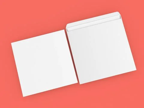 Envelope and sheet of white paper and on a red background. Stock Illustration