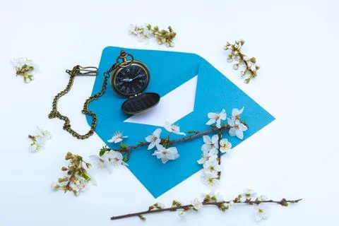 Envelope and watch Stock-Fotos