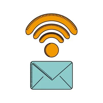 Envelope and wireless waves icon Stock Illustration