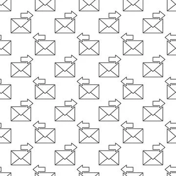 Envelope with Arrow vector Send Email outline seamless pattern Stockillustratie