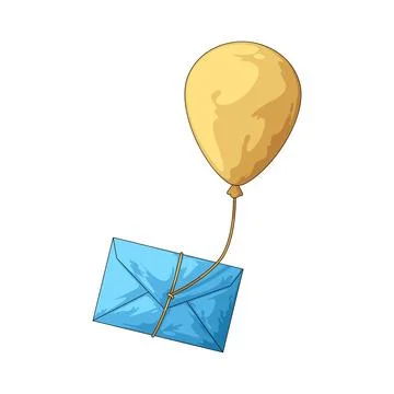 Envelope with balloon illustration Stock Illustration