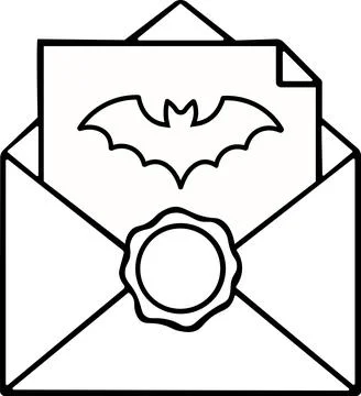 Envelope with bat letter and wax seal Stock Illustration