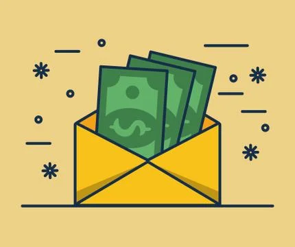 Envelope with bills money dollars イラスト素材