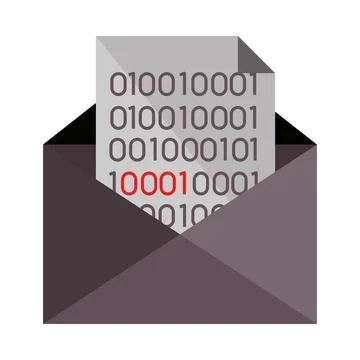 Envelope binary code Stock Illustration