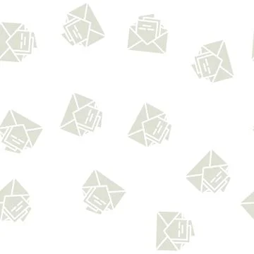 Envelope with birthday invitation glyph vector seamless pattern Stock Illustration