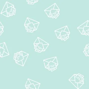 Envelope with birthday invitation line vector seamless pattern Stock Illustration