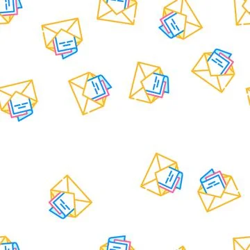Envelope with birthday invitation vector seamless pattern Illustrazione stock