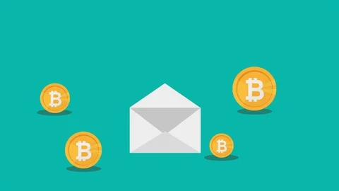 Envelope with bitcoin ecommerce animation flat design style animtion Stock Footage 87911177