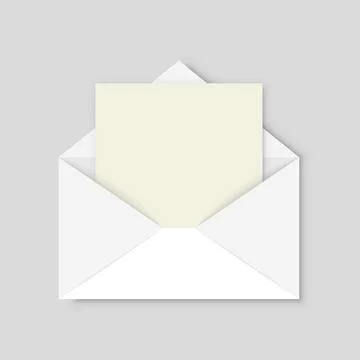 Envelope with blank paper icon in flat style. Letter communication vector i.. Stock Illustration