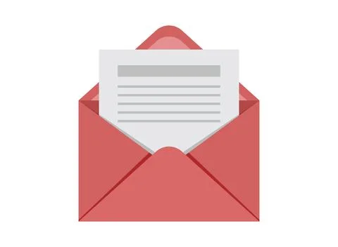 Envelope with blank paper icon in flat style. Letter communication vector i.. Stock Illustration