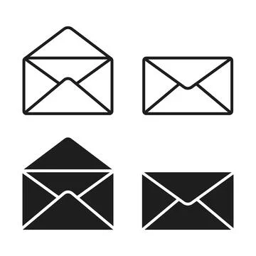 Envelope with blank paper icon in flat style. Letter communication vector i.. Stock Illustration