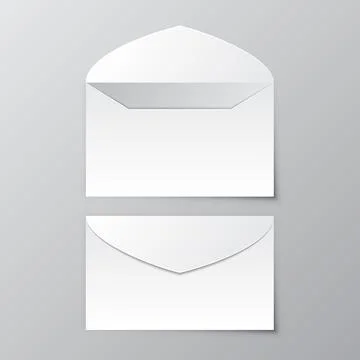 Envelope with blank paper icon in flat style. Letter communication vector i.. Stock Illustration