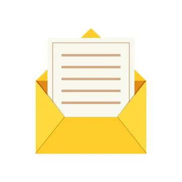 Envelope with blank paper icon in flat style. Letter communication vector i.. Stock Illustration