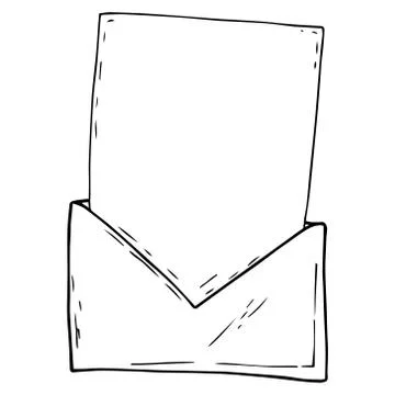 Envelope with a blank sheet of paper icon. Vector illustration of blank paper Stock Illustration