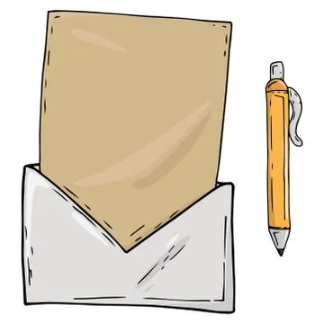 Envelope with a blank sheet of paper icon. Vector illustration of blank paper Stock Illustration