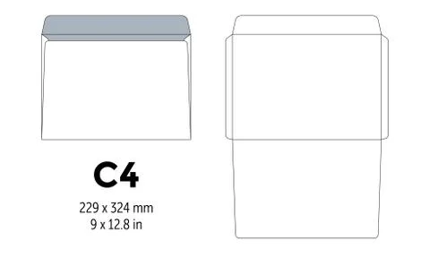 Envelope c4 template for a4, a5 paper with cut lines Stock Illustration
