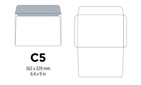 Envelope c5 template for a4, a5 paper with cut lines 스톡 일러스트