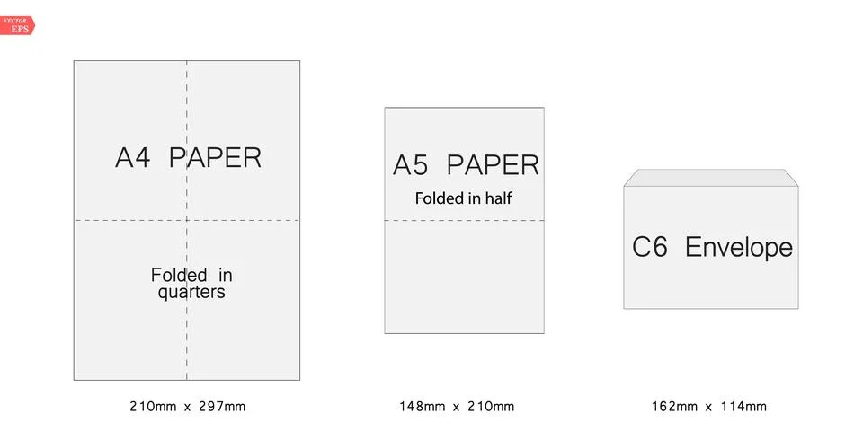 Envelope c6 template for a4, a5 paper. Vector illustration Stock Illustration