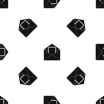 Envelope with card pattern seamless black Illustrazione stock