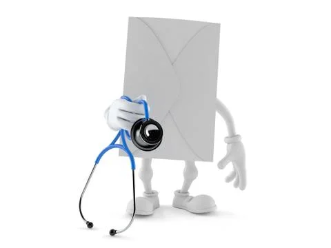 Envelope character holding stethoscope Stock Illustration