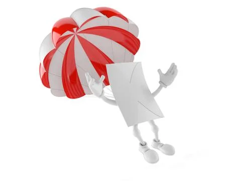 Envelope character with parachute 스톡 일러스트