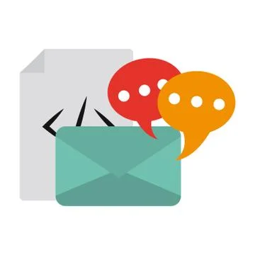 Envelope with chat bubbles and programming code Illustration