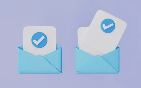 Envelope with a check mark icon, Completed tasks or successful email delivery Stock Illustration