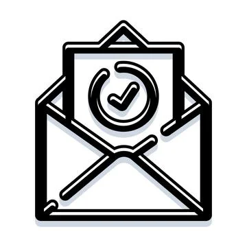 Envelope with checkmark icon confirming message delivery Stock Illustration