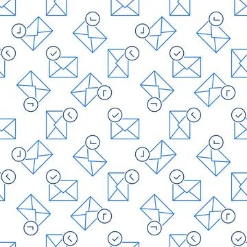 Envelope with Checkmark vector Email concept outline seamless pattern イラスト素材
