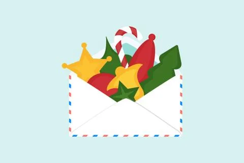 Envelope with Christmas decorations Stock Illustration