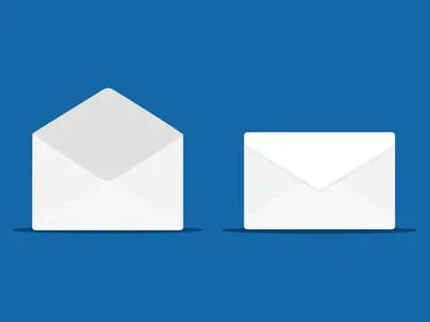 Envelope. Closed and open envelope icon isolated on a blue background. vector 库存插图