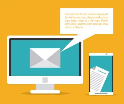 Envelope computer document bubble smartphone email icon. Vector Stock Illustration