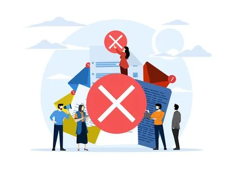 Envelope concept with rejected letter, unsubscribe, delete mail, spam. Stock Illustration