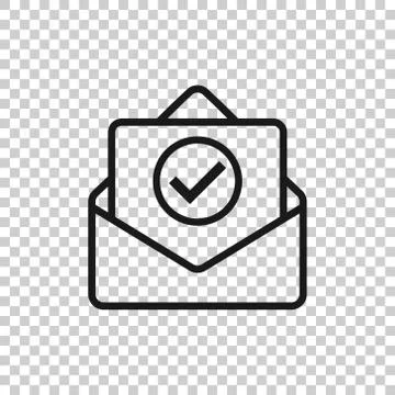 Envelope with confirmed document icon in flat style. Verify vector illustrati Illustrazione stock