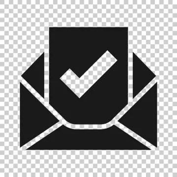 Envelope with confirmed document icon in flat style. Verify vector illustrati Stock Illustration