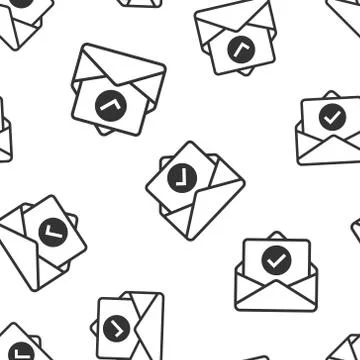 Envelope with confirmed document icon in flat style. Verify vector illustrati Illustrazione stock