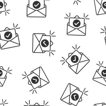 Envelope with confirmed document icon in flat style. Verify vector illustrati Illustrazione stock