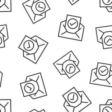 Envelope with confirmed document icon in flat style. Verify vector illustrati Stock Illustration