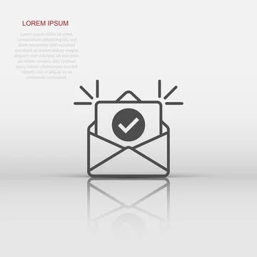 Envelope with confirmed document icon in flat style. Verify vector illustra.. Stock Illustration