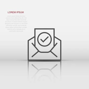 Envelope with confirmed document icon in flat style. Verify vector illustra.. Stock Illustration