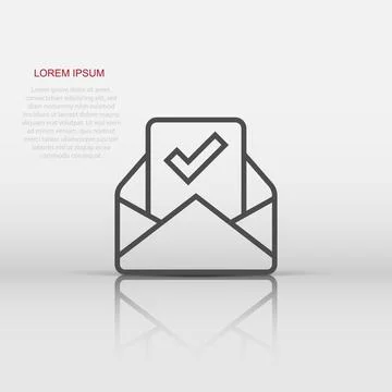 Envelope with confirmed document icon in flat style. Verify vector illustra.. Stock Illustration