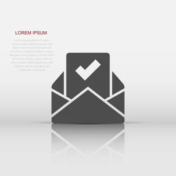 Envelope with confirmed document icon in flat style. Verify vector illustra.. Stock Illustration