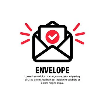 Envelope with confirmed document icon. Successful e-mail delivery, email deli Stock Illustration