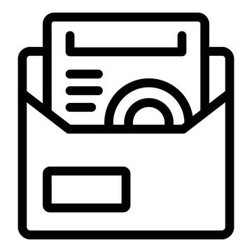 Envelope containing document with statistics and pie chart icon Stock Illustration
