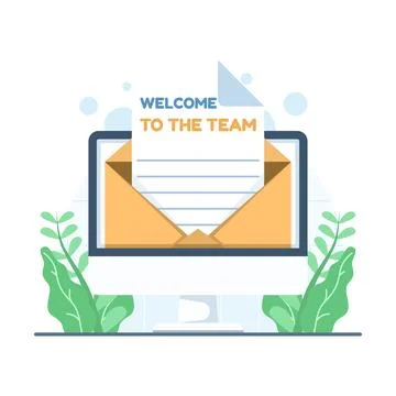 Envelope containing a team welcome message illustration Stock Illustration