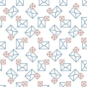 Envelope with Cross sign vector Delete Email concept outline seamless pattern 스톡 일러스트