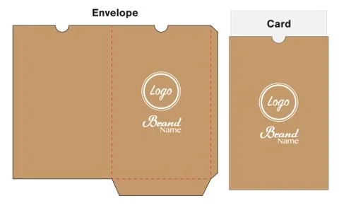 Envelope die cut mock up template vector Stock Illustration
